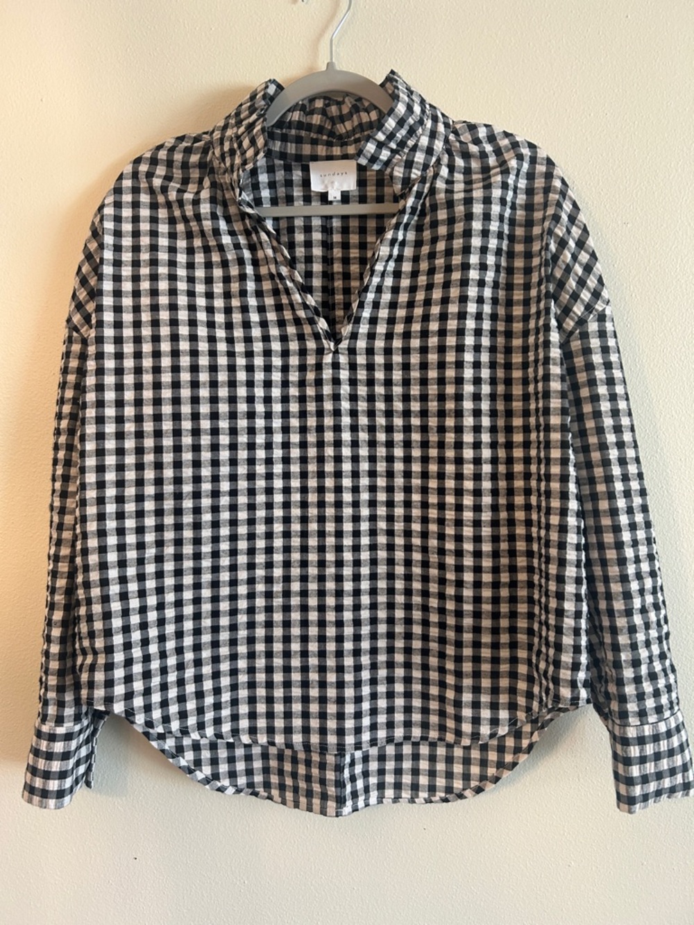 sundays Black & White Checked Button-Down Shirt 100% cotton